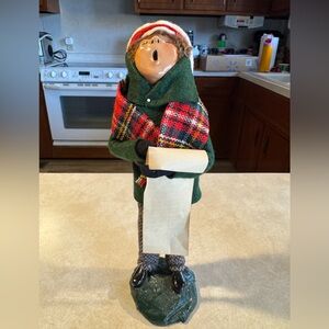 Vintage Byers’ Choice Holiday Boy Caroler Figurine with Plaid Scarf 1982 Signed